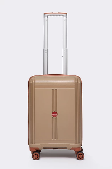Elatae Premium Polipropilen Kırılmaz 2'li Valiz Seti Orta Boy - Kabin Boy Vizon-Camel V303 - Resim 4