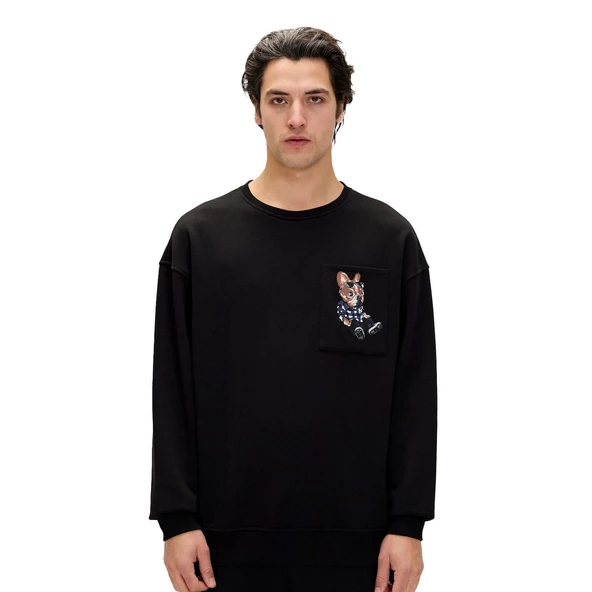 Bad Bear 24.02.12.015 Javed Crewneck Sweatshirt Siyah