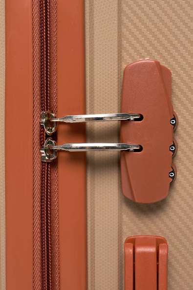 Elatae Premium Polipropilen Kırılmaz 2'li Valiz Seti Orta Boy - Kabin Boy Vizon-Camel V303 - Resim 7