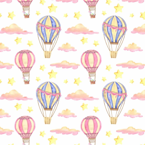 Uçan Balon Temalı Çocuk Odası Duvar Kağıdı Baskı - Resim 6