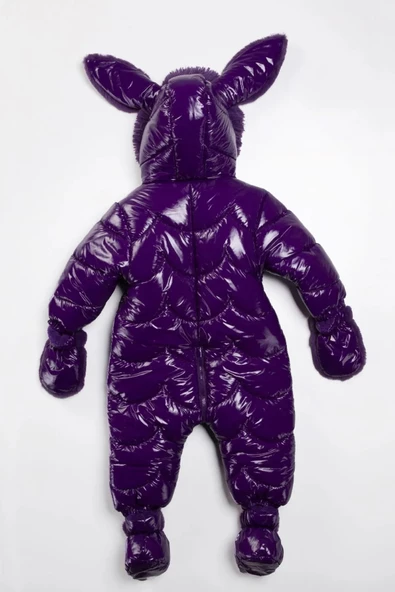 Kapitone Fermuar İçi Kürklü Kapüşonu Tavşan Kulaklı Kışlık Kız Bebek Astronot Tulum Kozmonot Mont - 4