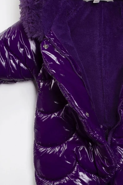 Kapitone Fermuar İçi Kürklü Kapüşonu Tavşan Kulaklı Kışlık Kız Bebek Astronot Tulum Kozmonot Mont - 6