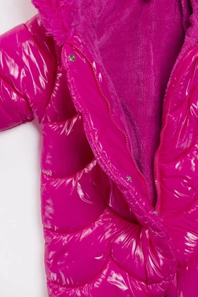 Kapitone Fermuar İçi Kürklü Kapüşonu Tavşan Kulaklı Kışlık Kız Bebek Astronot Tulum Kozmonot Mont - 9