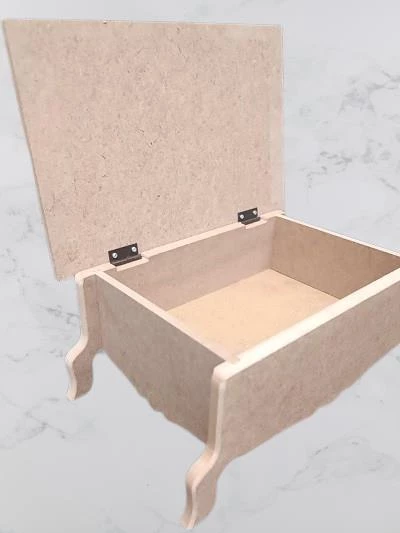 Hobi ERC MODEL Ayaklı Kutu 90403 Şık Zarif Ahşap HAM MDF El Yapım - 2