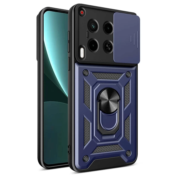 Tecno Camon 30 Kılıf Sürgülü Tank Zırh Yüzüklü Mıknatıslı Standlı Kapak (S-VEGA)