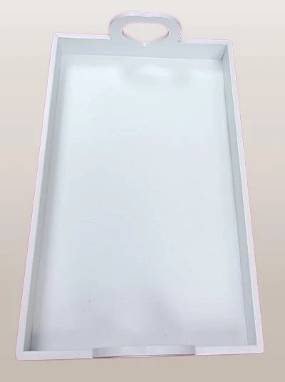 Hobi ERC Kalp Kulplu Tepsi 90404 MODEL Ahşap MDF Parlak Beyaz lake Boya El Yapımı - 5