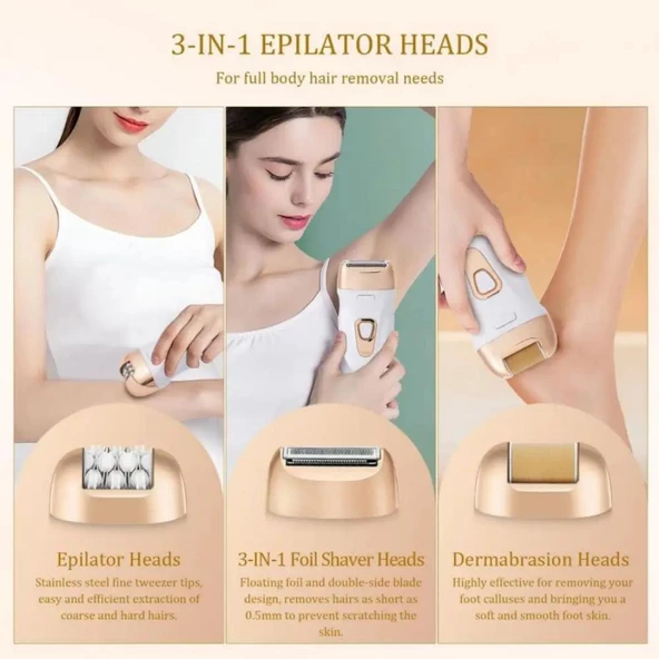 Epilatör: Kişiye Özel 3'ü 1 Arada Yüz ve Vücut Kıl Alma Profesyonel ve Taşınabilir Bayan Tıraşı - 5