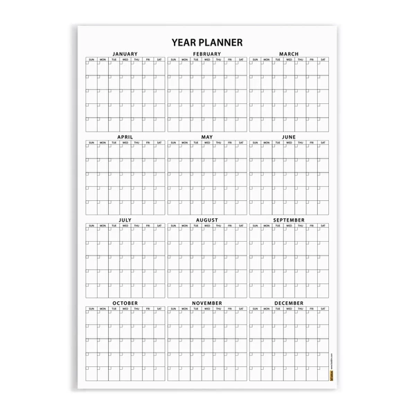 Amerikan Standardı Zamansız Yıllık Planlayıcı Takvim, Pazar Günü Başlangıçlı, Sürekli Takvim, Tarihsiz Yıllık Planlayıcı - Resim 5