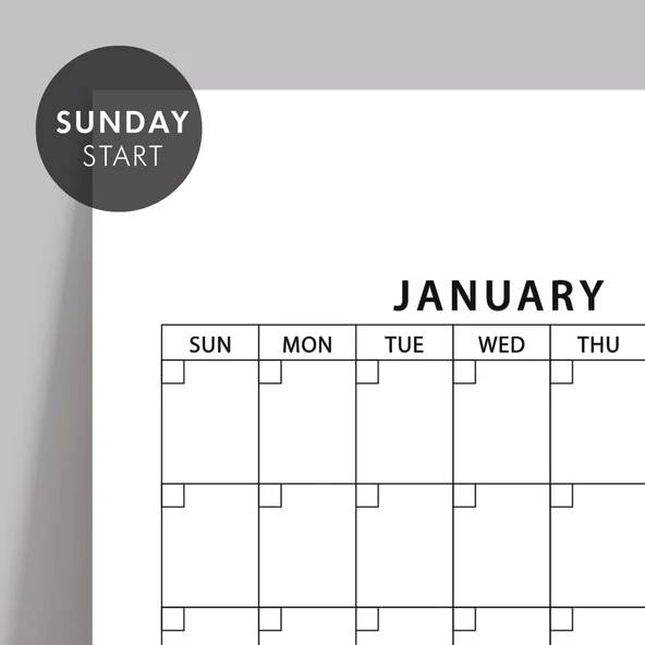 Amerikan Standardı Zamansız Yıllık Planlayıcı Takvim, Pazar Günü Başlangıçlı, Sürekli Takvim, Tarihsiz Yıllık Planlayıcı - Resim 3