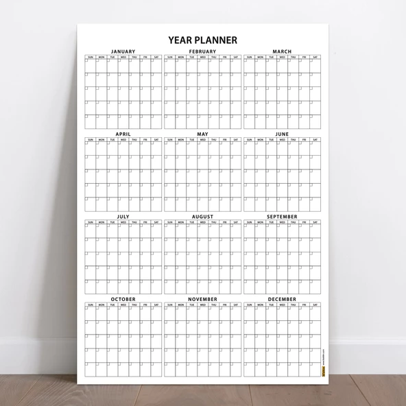 Amerikan Standardı Zamansız Yıllık Planlayıcı Takvim, Pazar Günü Başlangıçlı, Sürekli Takvim, Tarihsiz Yıllık Planlayıcı - Resim 2