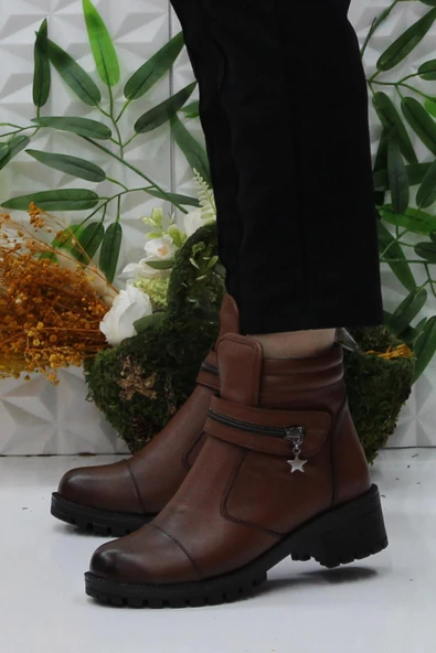 Mehmet Mete 42836 Taba Orijinal Hakiki Deri İçi Kürklü Kaymaz Taban Kadın Bot - Resim 3