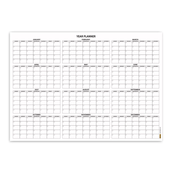 Amerikan Standardı Zamansız Yıllık Planlayıcı Takvim, Pazar Günü Başlangıçlı, Sürekli Takvim, Tarihsiz Yıllık Planlayıcı - Resim 4