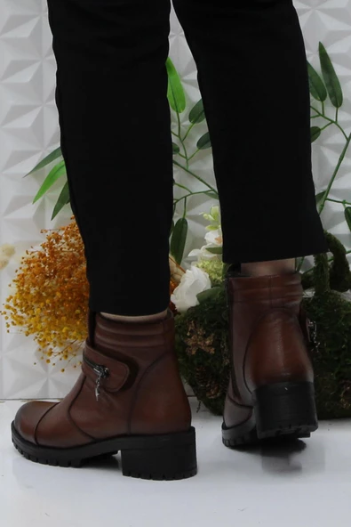 Mehmet Mete 42836 Taba Orijinal Hakiki Deri İçi Kürklü Kaymaz Taban Kadın Bot - Resim 4