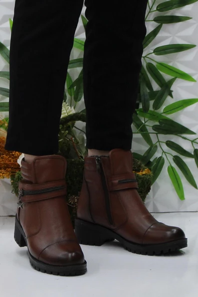 Mehmet Mete 42836 Taba Orijinal Hakiki Deri İçi Kürklü Kaymaz Taban Kadın Bot - Resim 2