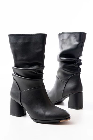 Siyah Topuklu Körüklü Günlük Kadın KADIN BOT - 5