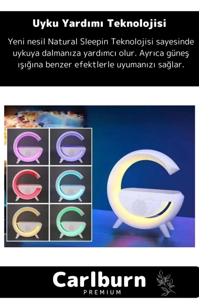 Kablosuz Şarj Led Işıklı Bluetooth Hoparlör Radyolu Müzik Çalar Saatli Telefon Standı 3in1 Speaker - 4