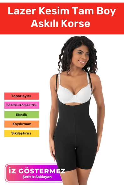 Özel Üretim İz Bırakmayan Kaymayan Toparlayıcı Sıkılaştırıcı Kadın Lazer Kesim Tam Boy Askılı Korse