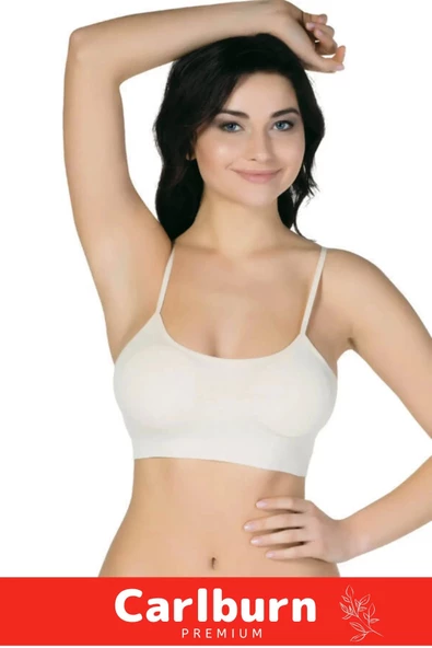 Yeni Sezon Esnek Askılı Pedli Rahat Konforlu Kadın Beyaz Ince Askılı Pedli Büstiyer İç Giyim - 2