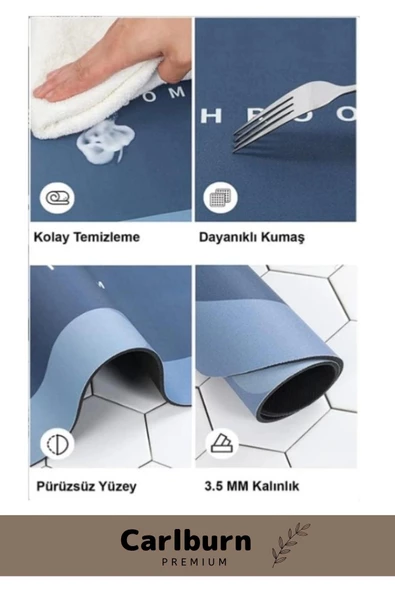 Özel Üretim Nano Teknoloji Kaymaz Kauçuk Hızlı Kuruma Nappa Deri Süper Emici Banyo Duş Paspası - 2