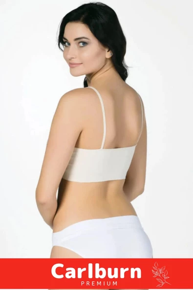 Yeni Sezon Esnek Askılı Pedli Rahat Konforlu Kadın Beyaz Ince Askılı Pedli Büstiyer İç Giyim - 2