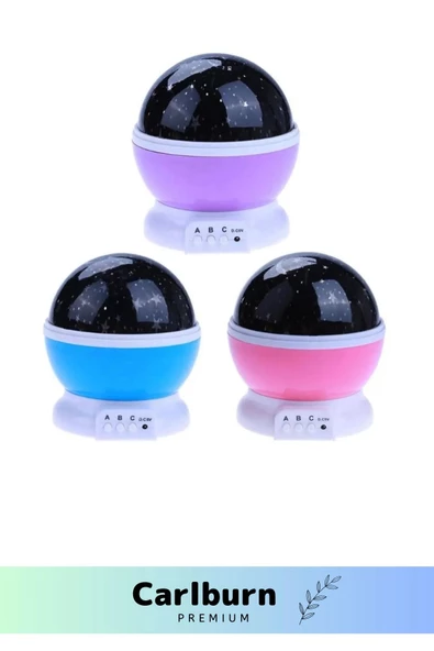 Özel Üretim 8 Modlu Rgb Çok Renkli Pilli Projeksiyonlu Dönen Çocuk Bebek Odası Lamba - 3