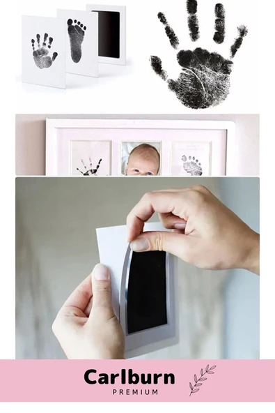 Anılarınızı Ölümsezleştirin  Kimyasal İçermeyen 2 Kez Kullanımlık El Ayak İzi Fotoğraf Çerçevesi - 4