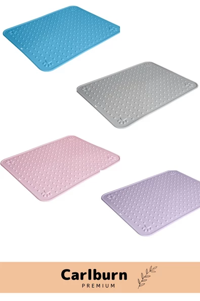 Özel Tasarım Kaymaz Dayanıklı Silinebilir Yıkanabilir Evcil Hayvan Tuvalet Önü Mama Kabı Kum Paspası - 2