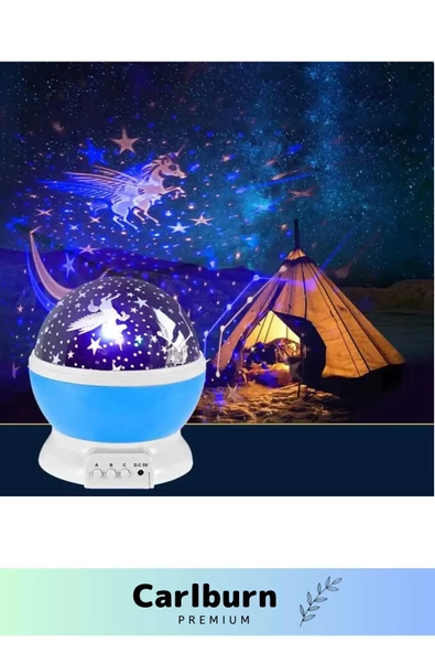 Özel Üretim 8 Modlu Rgb Çok Renkli Pilli Projeksiyonlu Dönen Çocuk Bebek Odası Lamba - 4