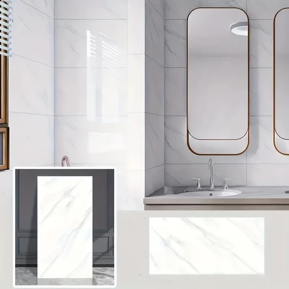 Beyaz Mermer Desenli Alüminyum Plastik Duvar Sticker - 3