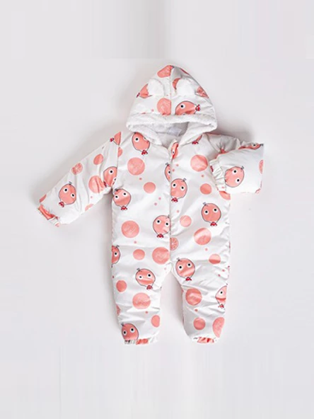 YENİ Trend Sevimli Portakal Baskılı Kulaklı Fermuarlı Kışlık Kız Erkek Bebek Astronot Tulum Kozmonot - 2