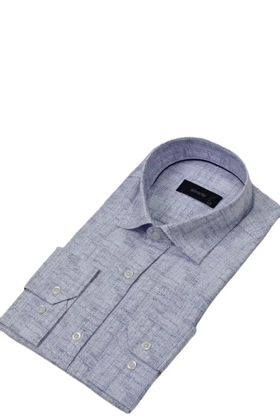 Erkek Klasik Puantiyeli Tek Cepli Gömlek BGL-ST03908 - Resim 9