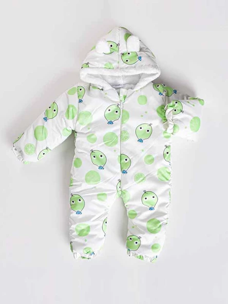 YENİ Trend Sevimli Portakal Baskılı Kulaklı Fermuarlı Kışlık Kız Erkek Bebek Astronot Tulum Kozmonot - 4