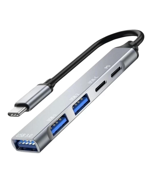 5in1 Metal USB Hub – Yüksek Hızlı Çoklayıcı, 5 Bağlantı Noktalı, Dayanıklı ve Taşınabilir Tasarım - 2