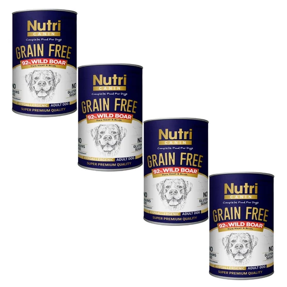 Nutri Canin 400Gr %92 Yaban Domuz Etli Tatlı Patatesli HipoAlerjenik Tahılsız 4Adet Yaş Köpek Maması