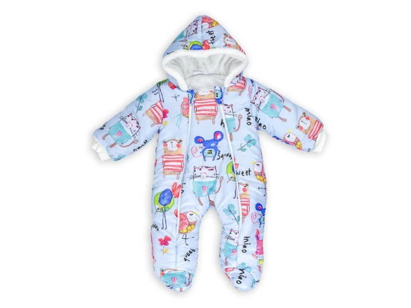 YENİ Kuş & Fare Baskılı Kapüşonlu Fermuarlı Kışlık Patikli Kız Erkek Bebek Astronot Tulum Kozmonot - 5