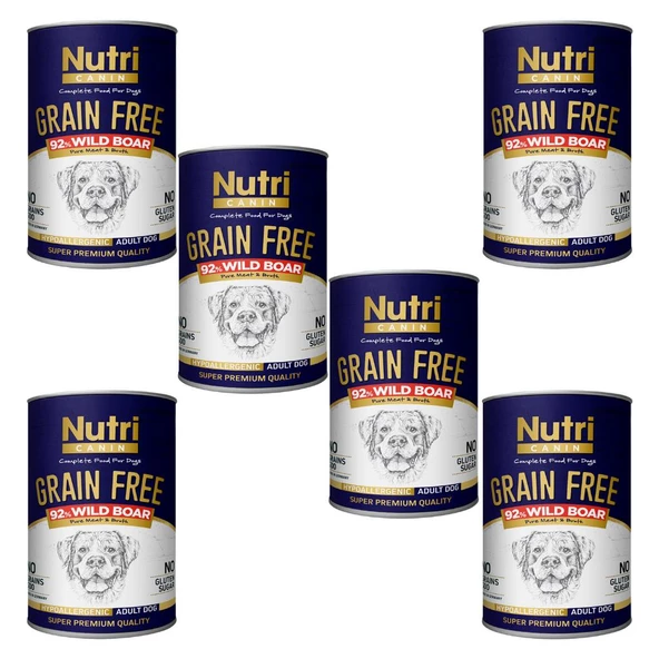 Nutri Canin 400Gr %92 Yaban Domuz Etli Tatlı Patatesli HipoAlerjenik Tahılsız 6Adet Yaş Köpek Maması