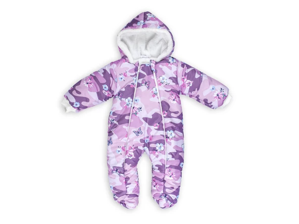 Kelebek Çiçek Desenli Patiksiz Kapüşonlu Fermuarlı Kışlık Kız Erkek Bebek Astronot Tulum Kozmonot - 5