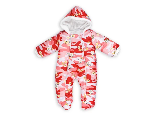 Kelebek Çiçek Desenli Patiksiz Kapüşonlu Fermuarlı Kışlık Kız Erkek Bebek Astronot Tulum Kozmonot - 3