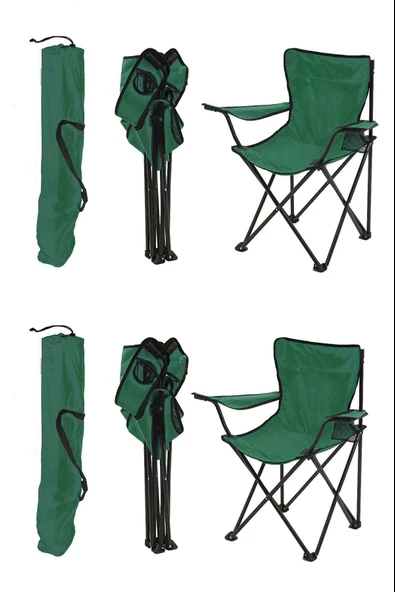 EXENT 4'LÜ Rejisör Kamp Sandalyesi Katlanır Çantalı Piknik, Plaj, Balıkçı Sandalyesi-Yeşil - Resim 3