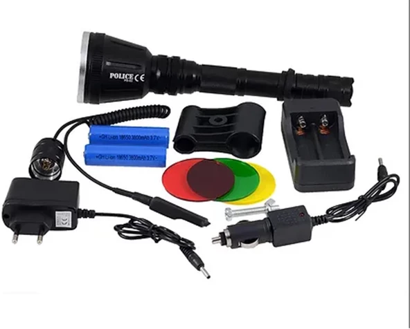 Polıce PS-93 T6 Led Tüfek Aparatlı Şarj Edilebilir(3 Renkli Cam) ürün görseli 1