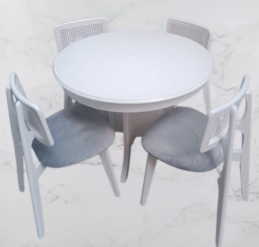Masa Kutu Sandalye Zia Takım MODEL 90405 Kayın Parlak Beyaz lake El Yapımı - 2