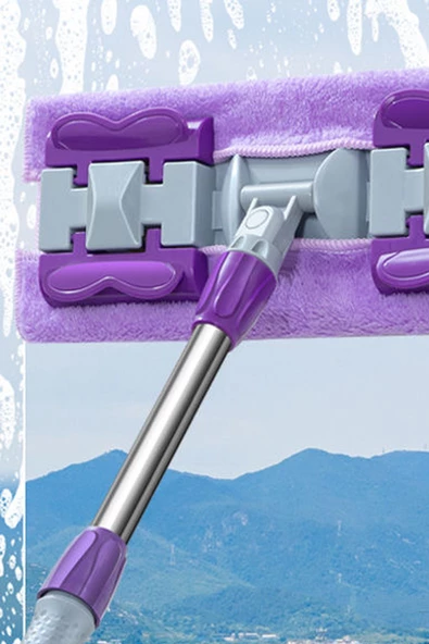 Mioclean ( 1 Adet Yedek Bez Hediyeli )Yer Mopu Fayans Duvar Yüzey Temizlik Mikrofiber Mandallı Mop - 7