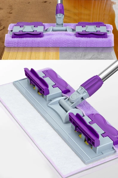 Mioclean ( 1 Adet Yedek Bez Hediyeli )Yer Mopu Fayans Duvar Yüzey Temizlik Mikrofiber Mandallı Mop - 5