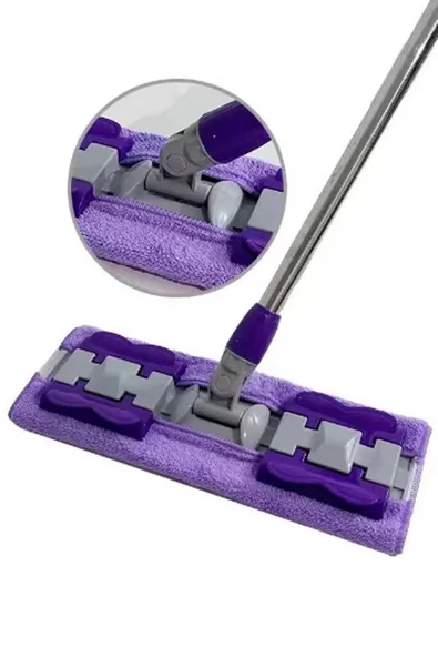 Mioclean ( 1 Adet Yedek Bez Hediyeli )Yer Mopu Fayans Duvar Yüzey Temizlik Mikrofiber Mandallı Mop - 8