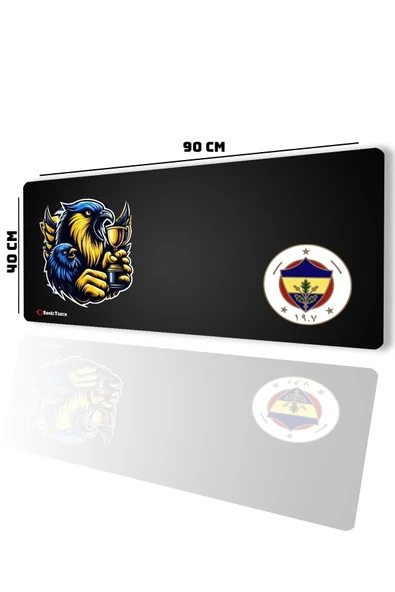 SonicTouch UltraGrand Şanlı Taraftar Dikişsiz Xxl Gamer Oyuncu Sarı Lacivert Klavye Mouse Pad 40x90Cm