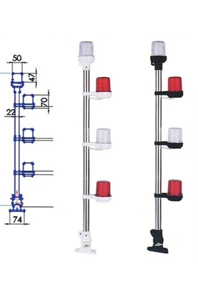 HT MARIN   4lü Çıpa Fenerli Arıza Direği 60cm