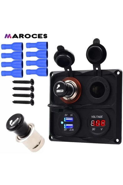 HT MARIN   4lü Marin Usb,çakmaklık,voltmetre, Çakmak 12v Marin Tip