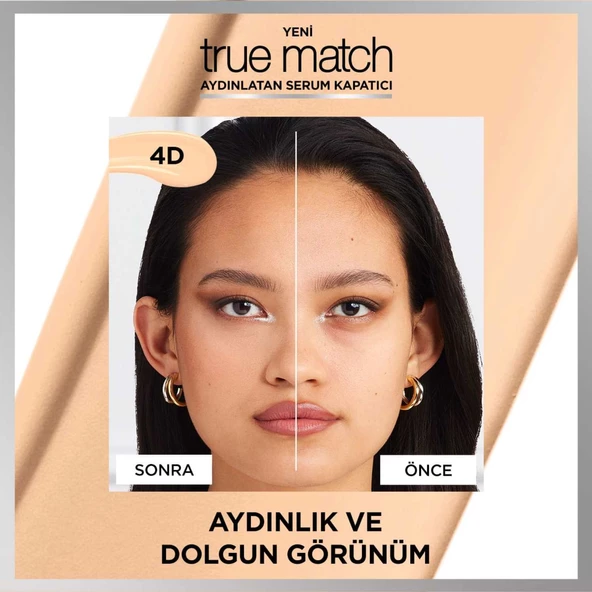 L'Oréal Paris True Match Aydınlatan Serum Kapatıcı - 4D Light Medium - 6
