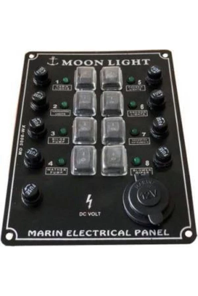 HT MARIN   Izoleli Elektrik Switch Panelleri (dikey) 8lı Çakmaklıklı Moon Light