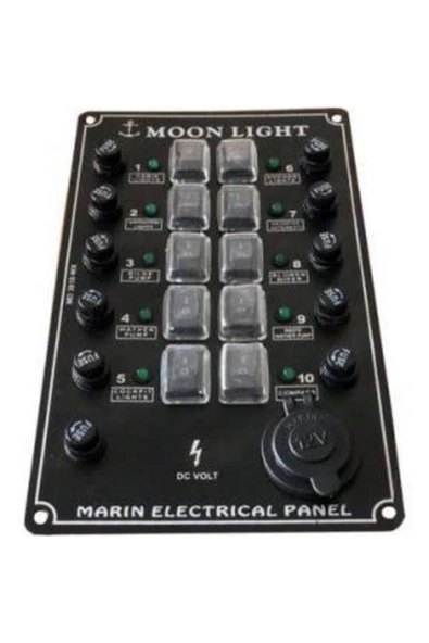 HT MARIN   Izoleli Elektrik Switch Panelleri (dikey) 10lu Çakmaklıklı Moon Light